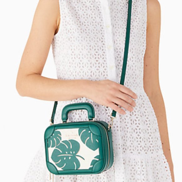 MAKE AN OFFER Kate Spade New York Traveler Trunk Crossbody in Monstera Leaves - Picture 7 of 8